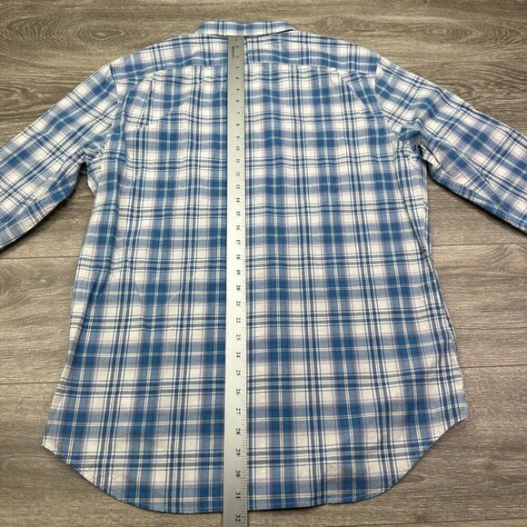 Banana Republic Soft Wash Dress Shirt Men's Large Blue Plaid Button Up Preppy - Picture 10 of 13